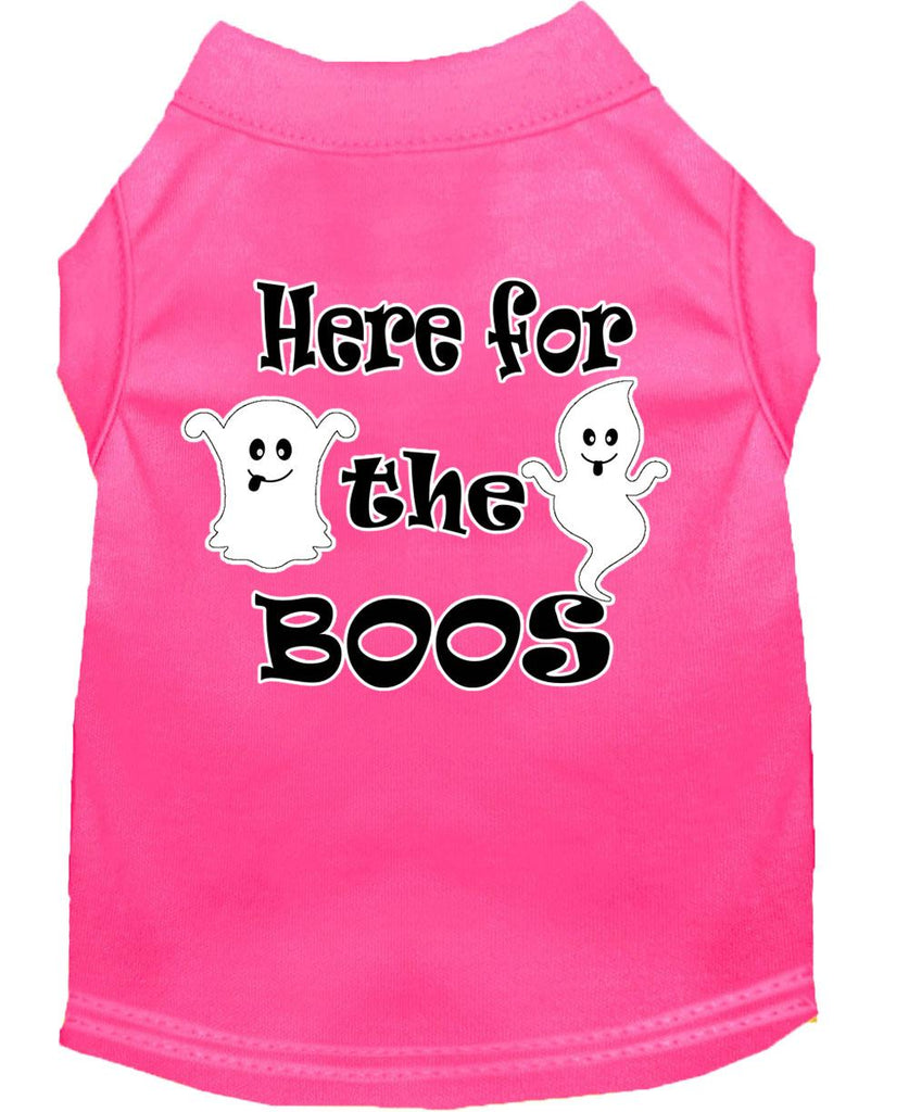 Here For The Boos Screen Print Dog Shirt Bright Pink Med (12)