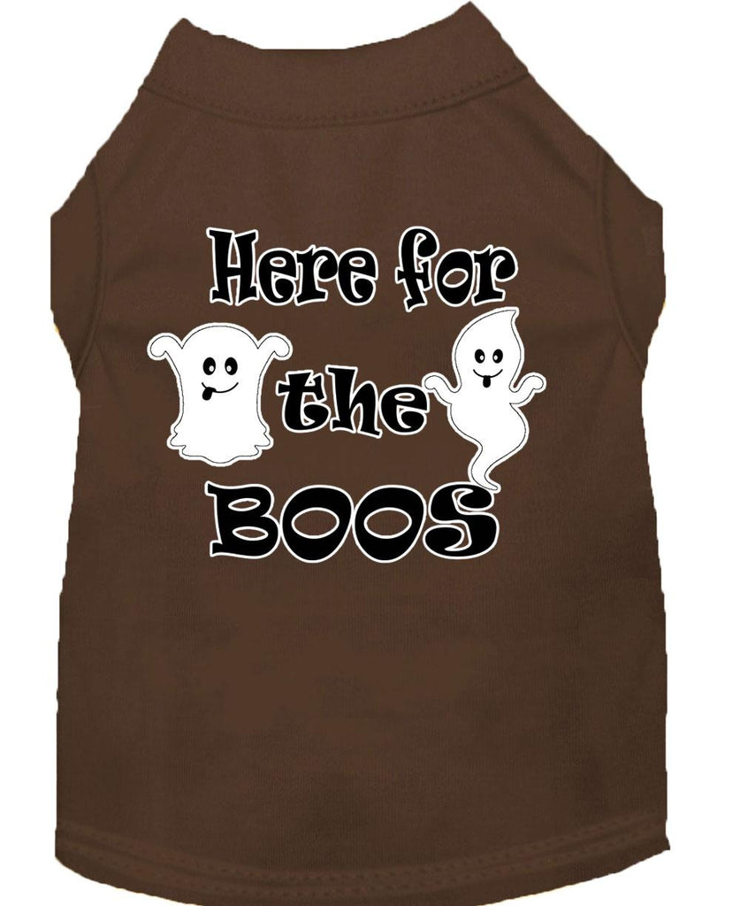 Here For The Boos Screen Print Dog Shirt Brown Lg (14)