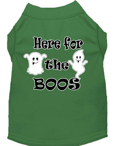 Here For The Boos Screen Print Dog Shirt Green Med (12)