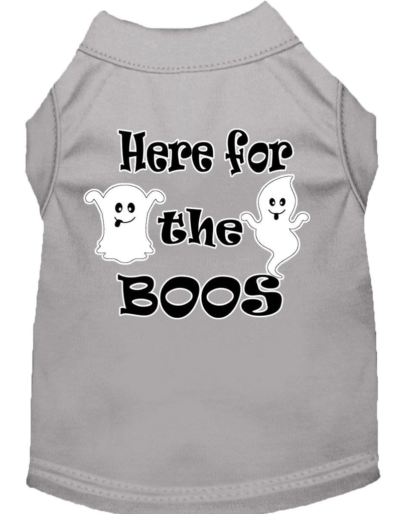 Here For The Boos Screen Print Dog Shirt Grey Lg (14)