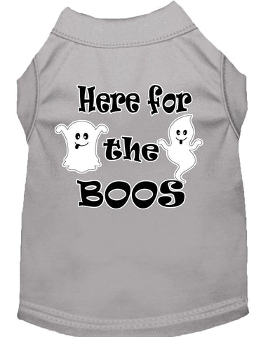 Here For The Boos Screen Print Dog Shirt Grey Med (12)