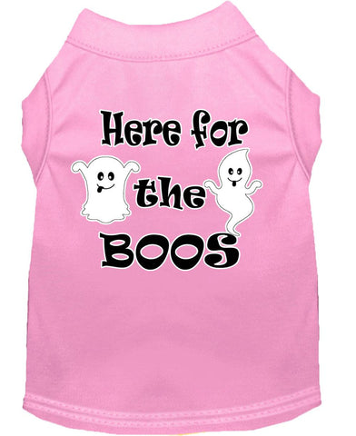 Here For The Boos Screen Print Dog Shirt Light Pink Med (12)