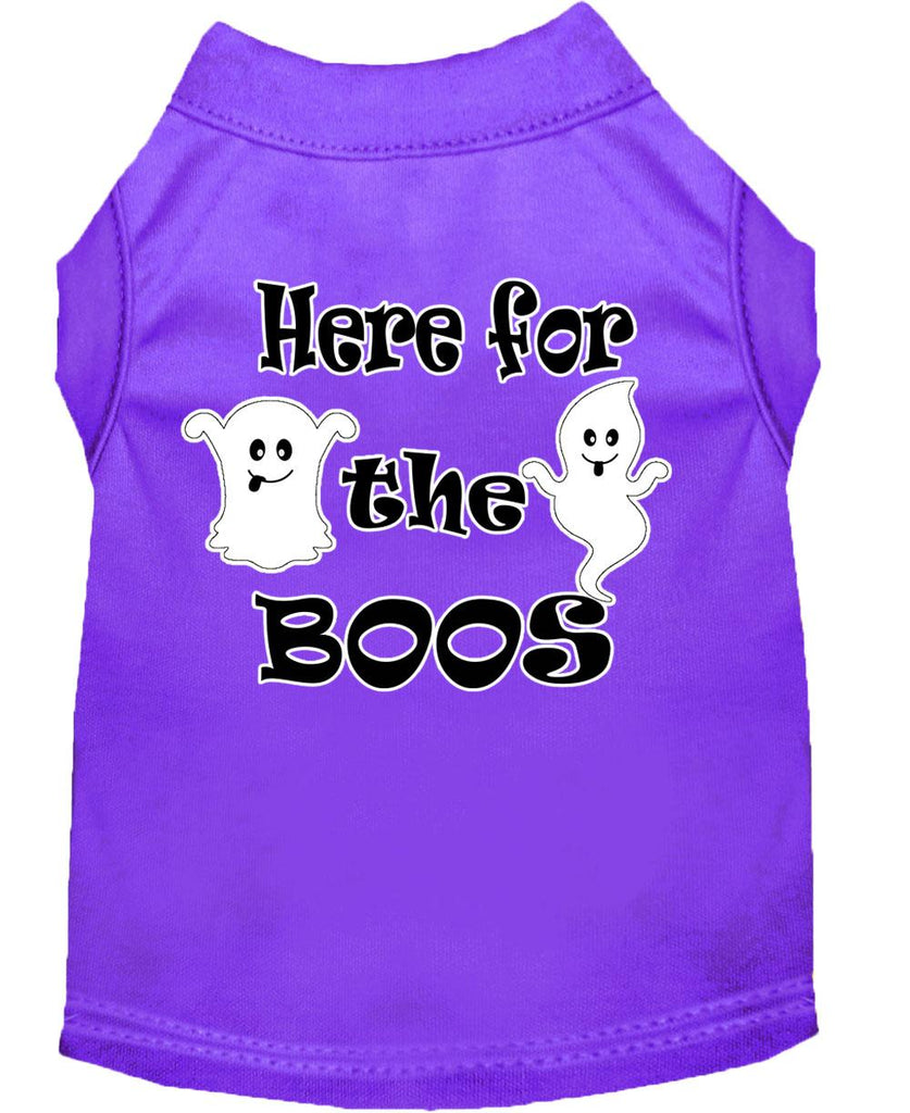 Here For The Boos Screen Print Dog Shirt Purple Xs (8)