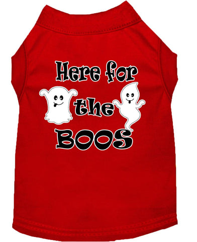 Here For The Boos Screen Print Dog Shirt Red Lg (14)