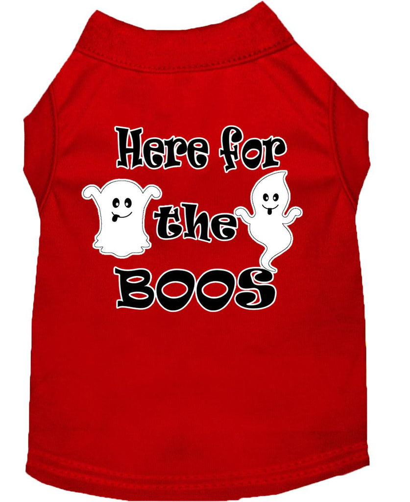 Here For The Boos Screen Print Dog Shirt Red Sm (10)