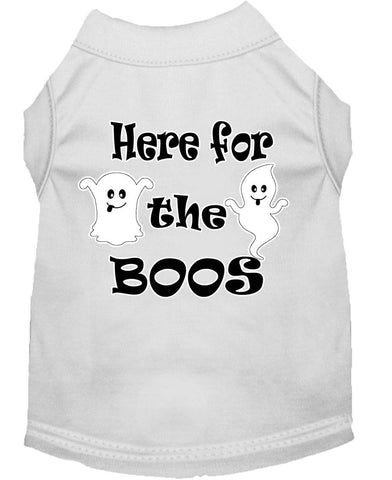 Here For The Boos Screen Print Dog Shirt White Xl (16)