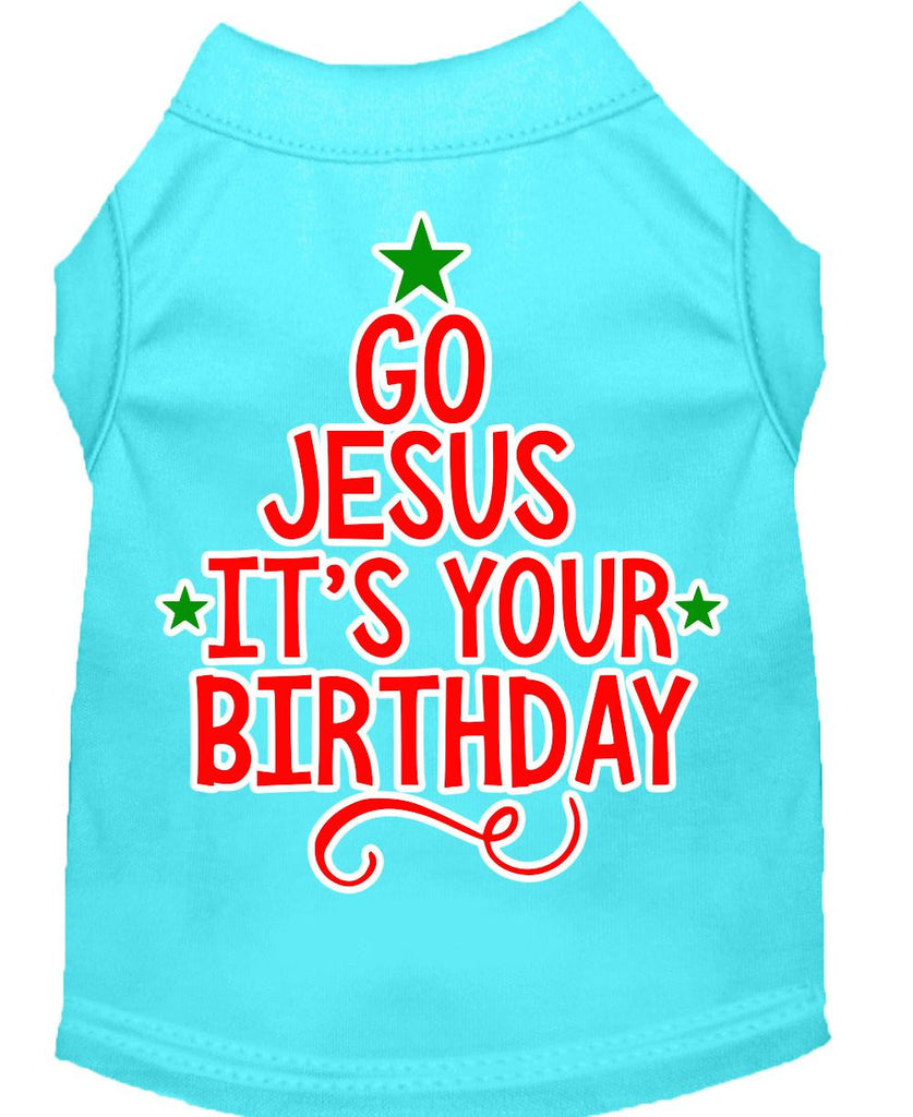 Go Jesus Screen Print Dog Shirt Aqua Lg (14)