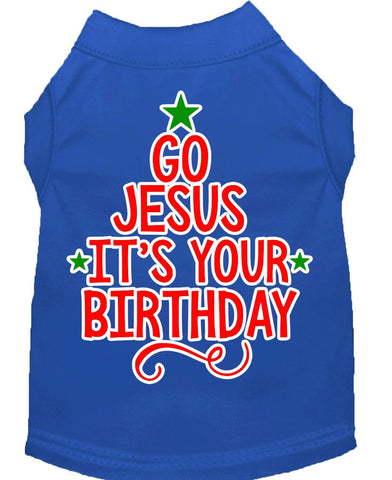 Go Jesus Screen Print Dog Shirt Blue Lg (14)