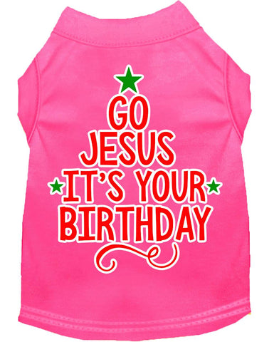 Go Jesus Screen Print Dog Shirt Bright Pink Lg (14)