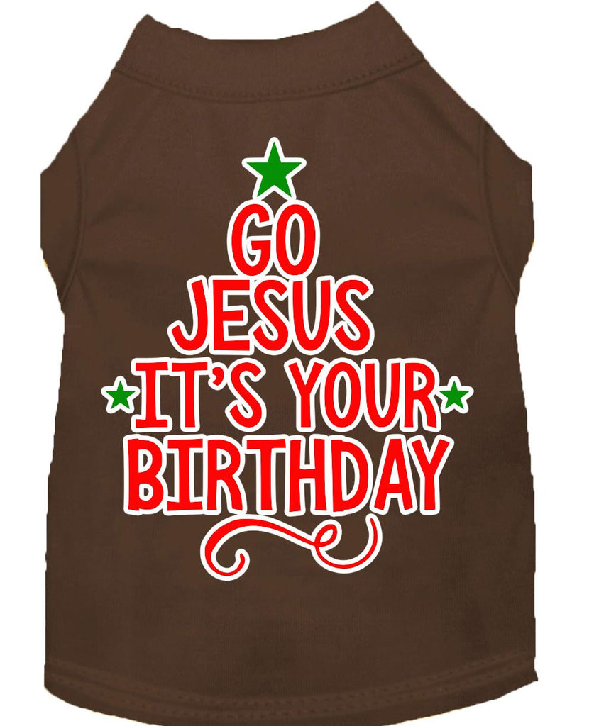 Go Jesus Screen Print Dog Shirt Brown Lg (14)