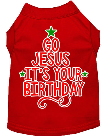 Go Jesus Screen Print Dog Shirt Red Lg (14)