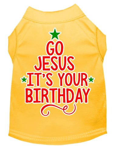 Go Jesus Screen Print Dog Shirt Yellow Lg (14)