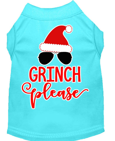 Grinch Please Screen Print Dog Shirt Aqua Lg (14)