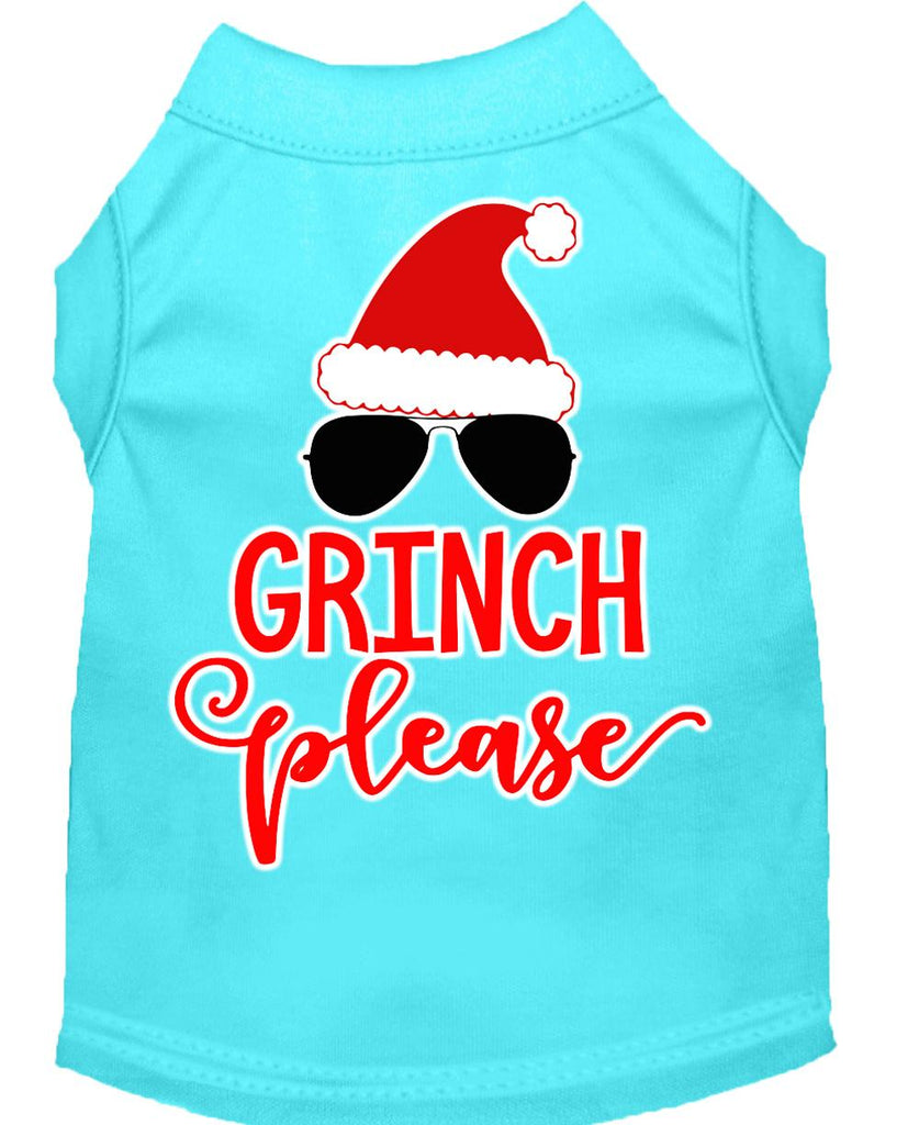 Grinch Please Screen Print Dog Shirt Aqua Xs (8)