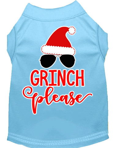 Grinch Please Screen Print Dog Shirt Baby Blue Xs (8)