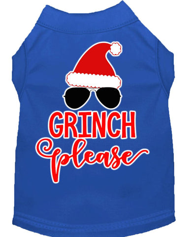 Grinch Please Screen Print Dog Shirt Blue Lg (14)