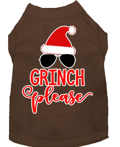 Grinch Please Screen Print Dog Shirt Brown Med (12)