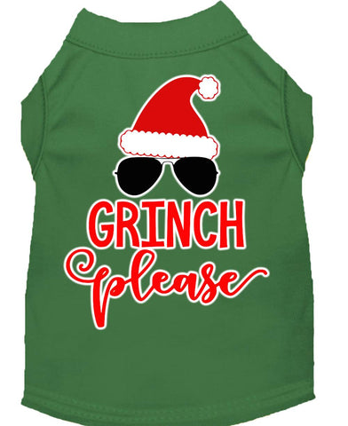 Grinch Please Screen Print Dog Shirt Green Med (12)