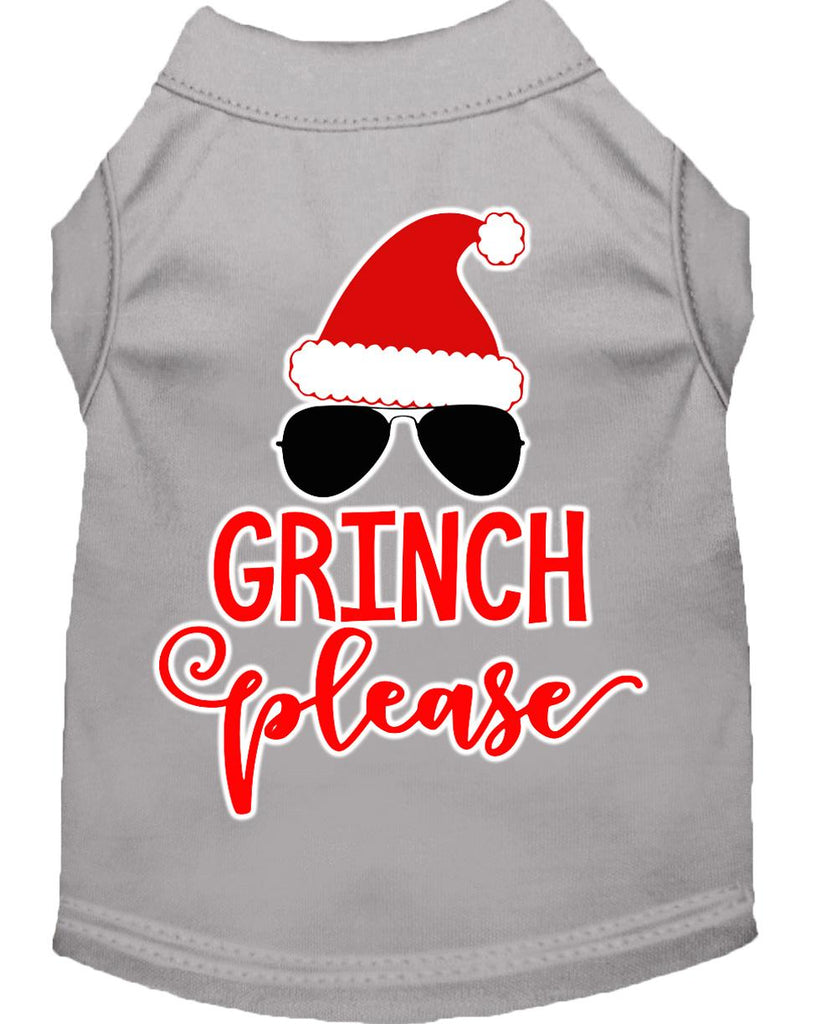 Grinch Please Screen Print Dog Shirt Grey Lg (14)