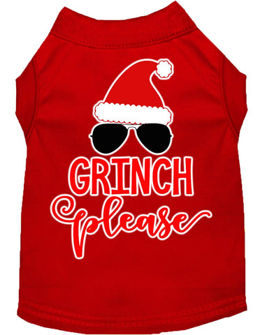 Grinch Please Screen Print Dog Shirt Red Lg (14)