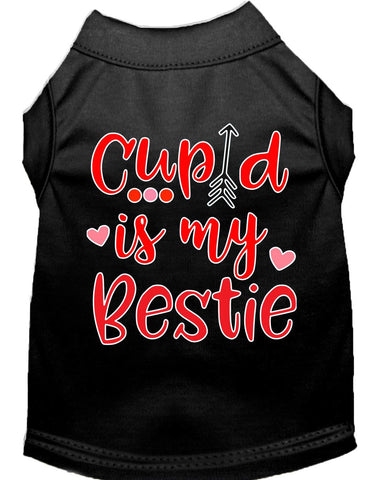 Cupid Is My Bestie Screen Print Dog Shirt Black Med (12)