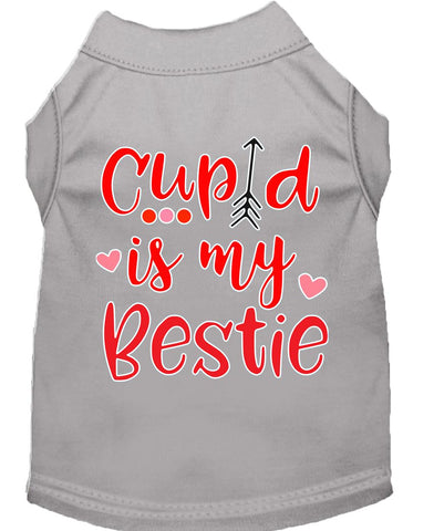 Cupid Is My Bestie Screen Print Dog Shirt Grey Med (12)