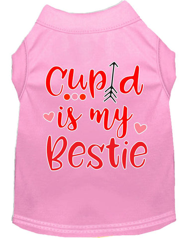 Cupid Is My Bestie Screen Print Dog Shirt Light Pink Med (12)
