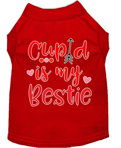 Cupid Is My Bestie Screen Print Dog Shirt Red Xs (8)