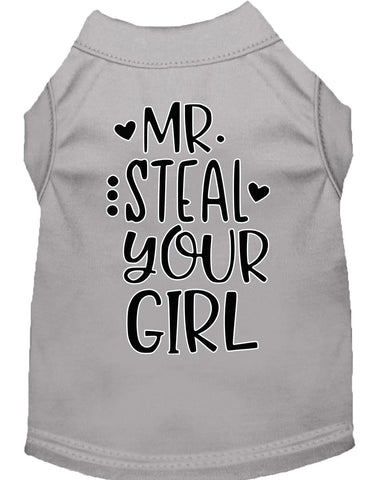 Mr. Steal Your Girl Screen Print Dog Shirt Grey Lg (14)