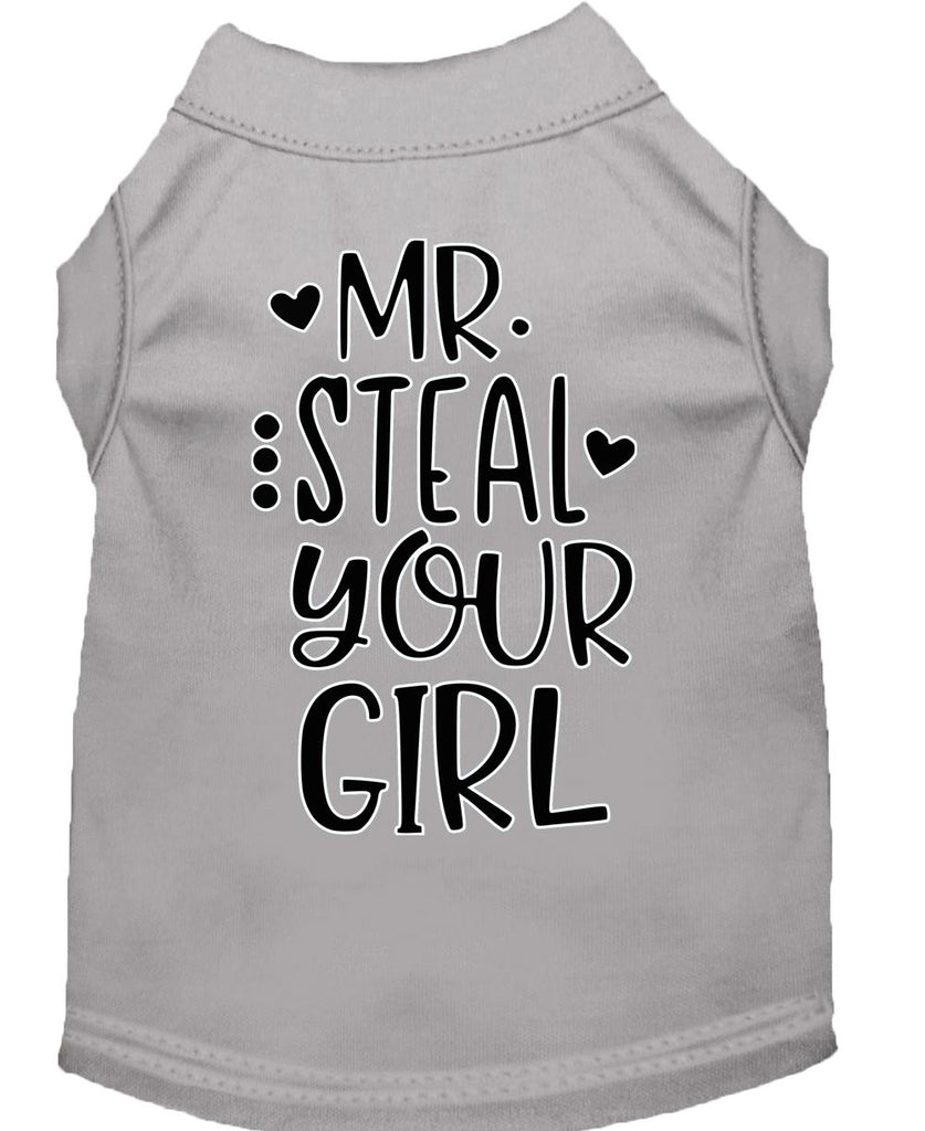 Mr. Steal Your Girl Screen Print Dog Shirt Grey Xs (8)