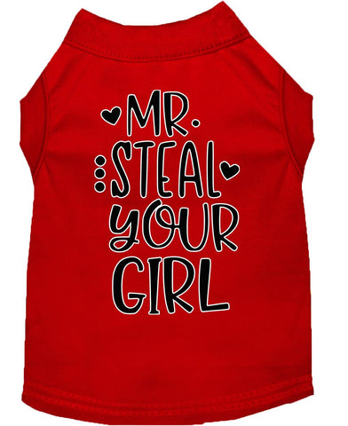 Mr. Steal Your Girl Screen Print Dog Shirt Red Lg (14)