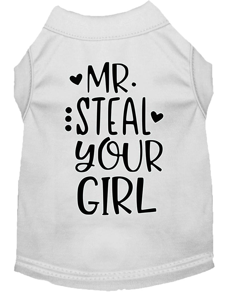 Mr. Steal Your Girl Screen Print Dog Shirt White Lg (14)