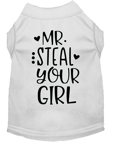 Mr. Steal Your Girl Screen Print Dog Shirt White Lg (14)