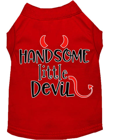 Handsome Little Devil Screen Print Dog Shirt Red Xs (8)