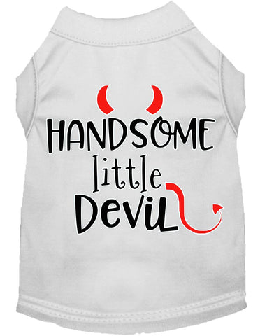 Handsome Little Devil Screen Print Dog Shirt White Xs (8)