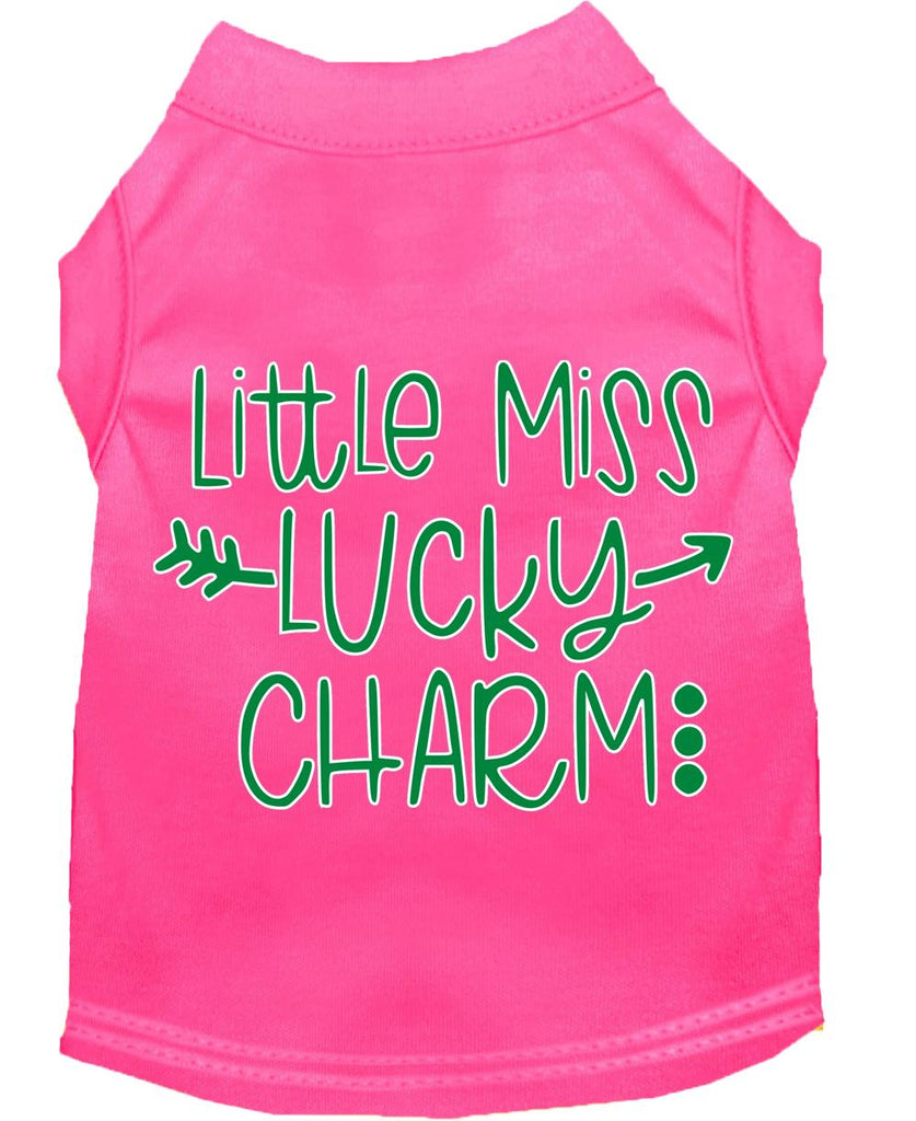 Little Miss Lucky Charm Screen Print Dog Shirt Bright Pink Lg (14)