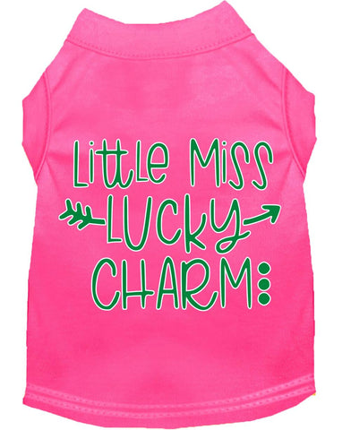 Little Miss Lucky Charm Screen Print Dog Shirt Bright Pink Xl (16)