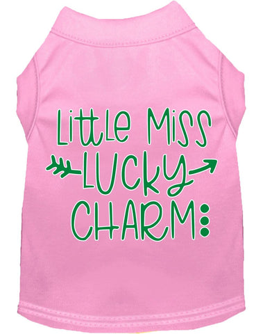 Little Miss Lucky Charm Screen Print Dog Shirt Light Pink Lg (14)