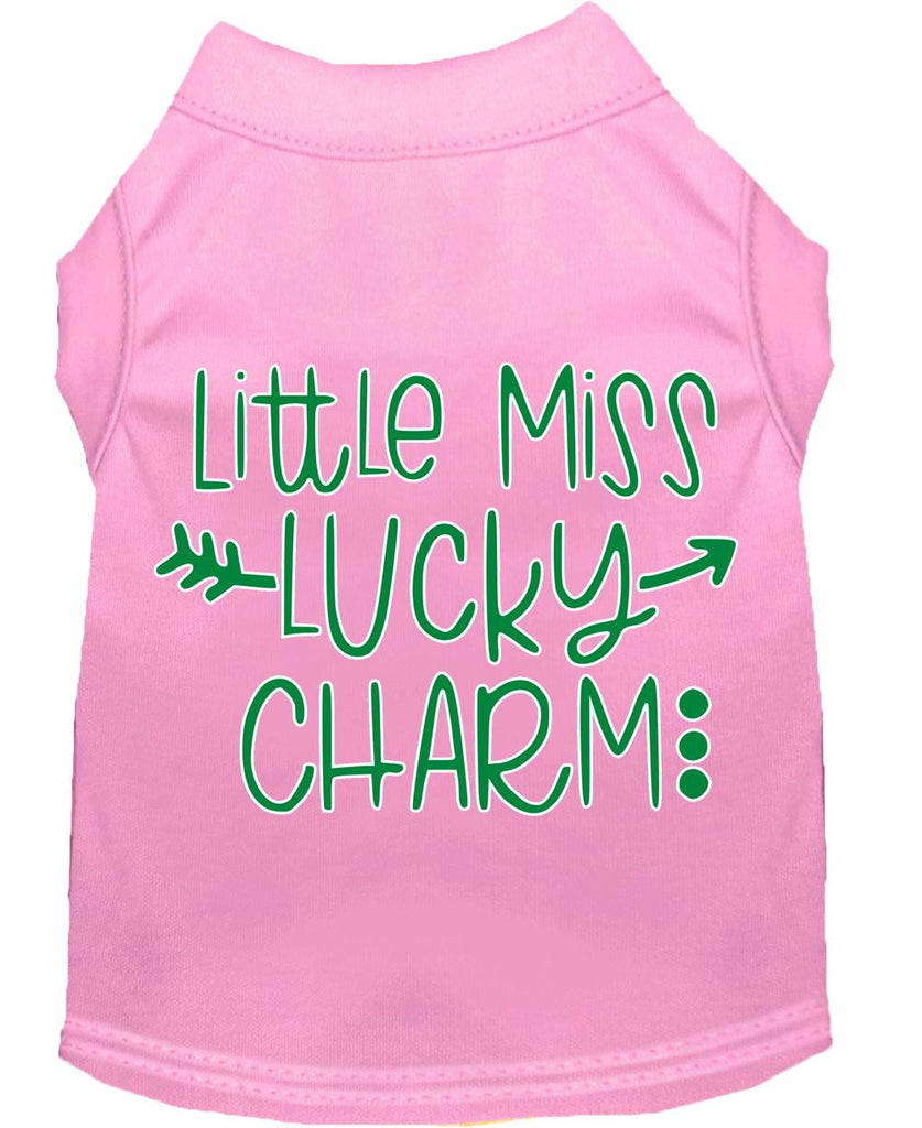 Little Miss Lucky Charm Screen Print Dog Shirt Light Pink Xs (8)