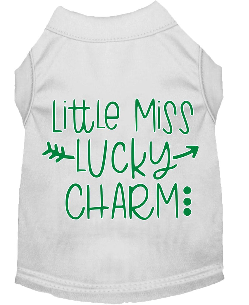 Little Miss Lucky Charm Screen Print Dog Shirt White Lg (14)