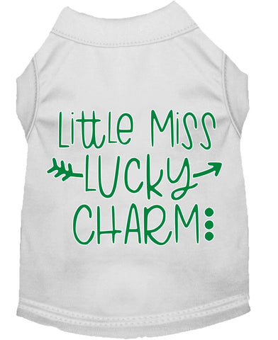 Little Miss Lucky Charm Screen Print Dog Shirt White Lg (14)