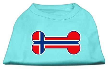 Bone Shaped Norway Flag Screen Print Shirts Aqua M (12)