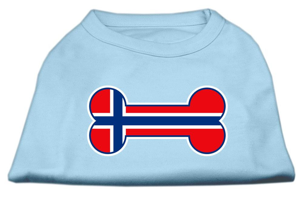 Bone Shaped Norway Flag Screen Print Shirts Baby Blue XS (8)