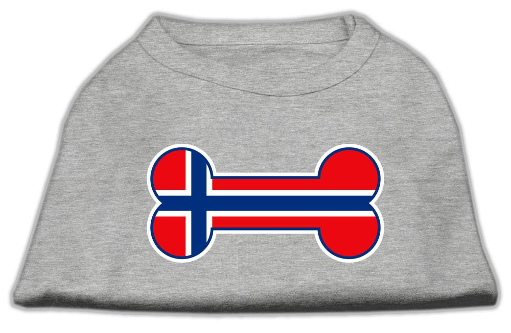 Bone Shaped Norway Flag Screen Print Shirts Grey XS (8)