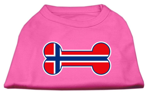 Bone Shaped Norway Flag Screen Print Shirts Bright Pink XXXL(20)