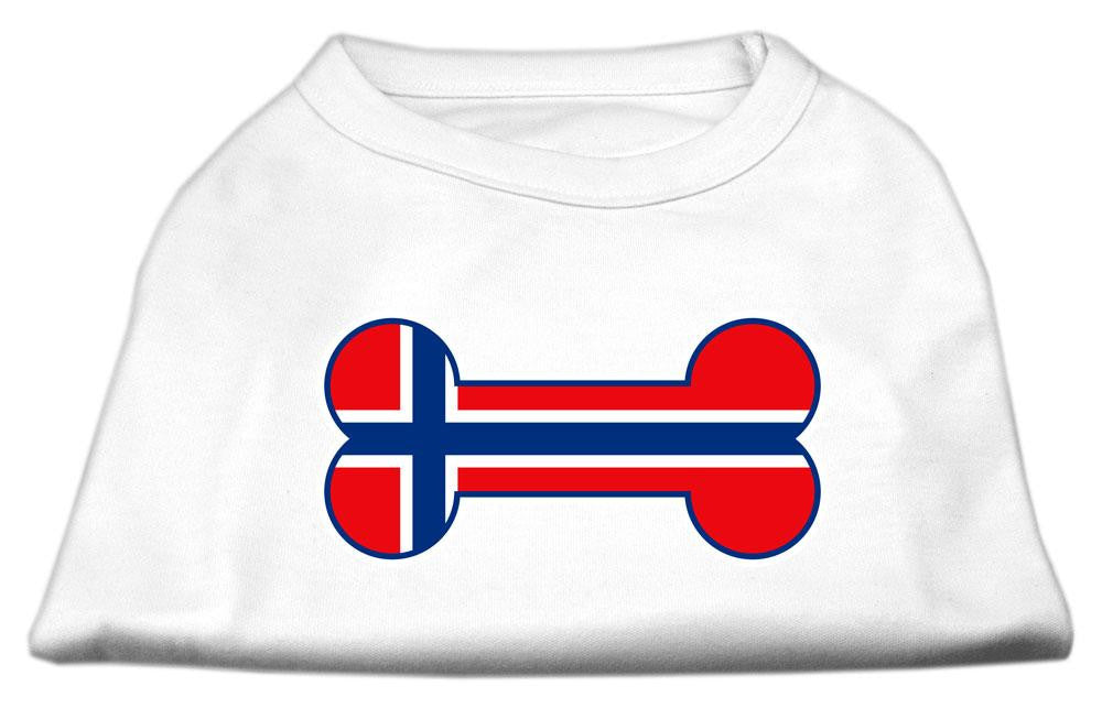 Bone Shaped Norway Flag Screen Print Shirts White XXXL(20)