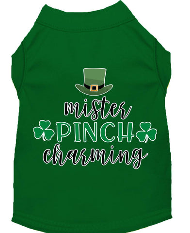 Mr. Pinch Charming Screen Print Dog Shirt Green Lg (14)