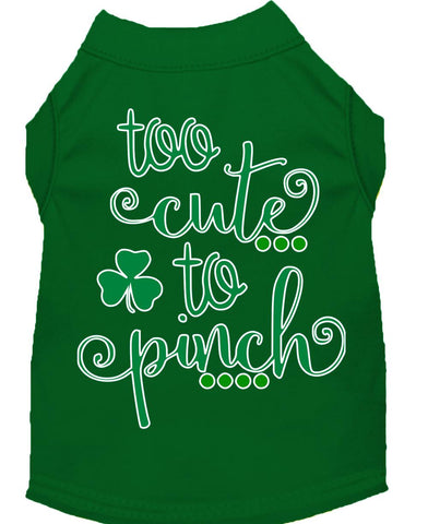 Too Cute To Pinch Screen Print Dog Shirt Green Med (12)