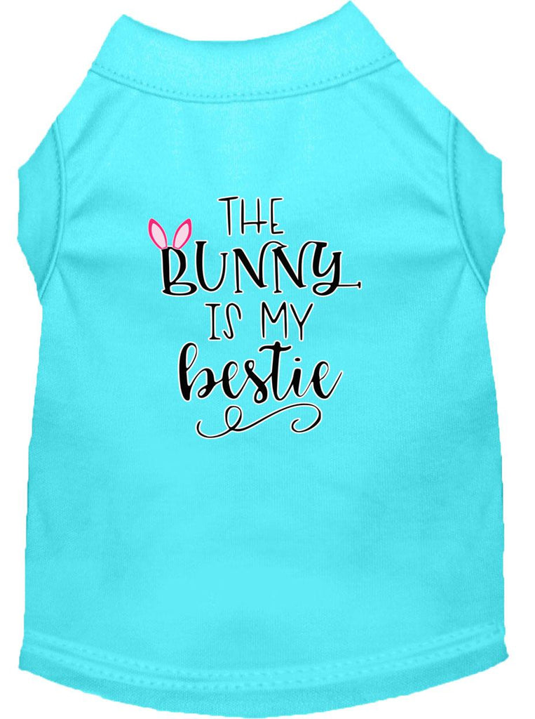 Bunny Is My Bestie Screen Print Dog Shirt Aqua Lg (14)