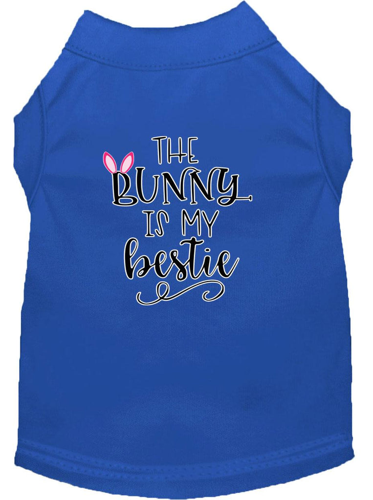 Bunny Is My Bestie Screen Print Dog Shirt Blue Med (12)